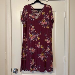 a.n.a Maroon Floral Mini Dress